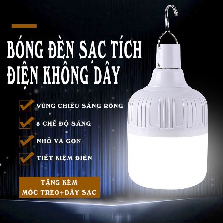 Bóng Đèn Tích Điện, Bóng Đèn Led Sạc Tích Điện Siêu Sáng