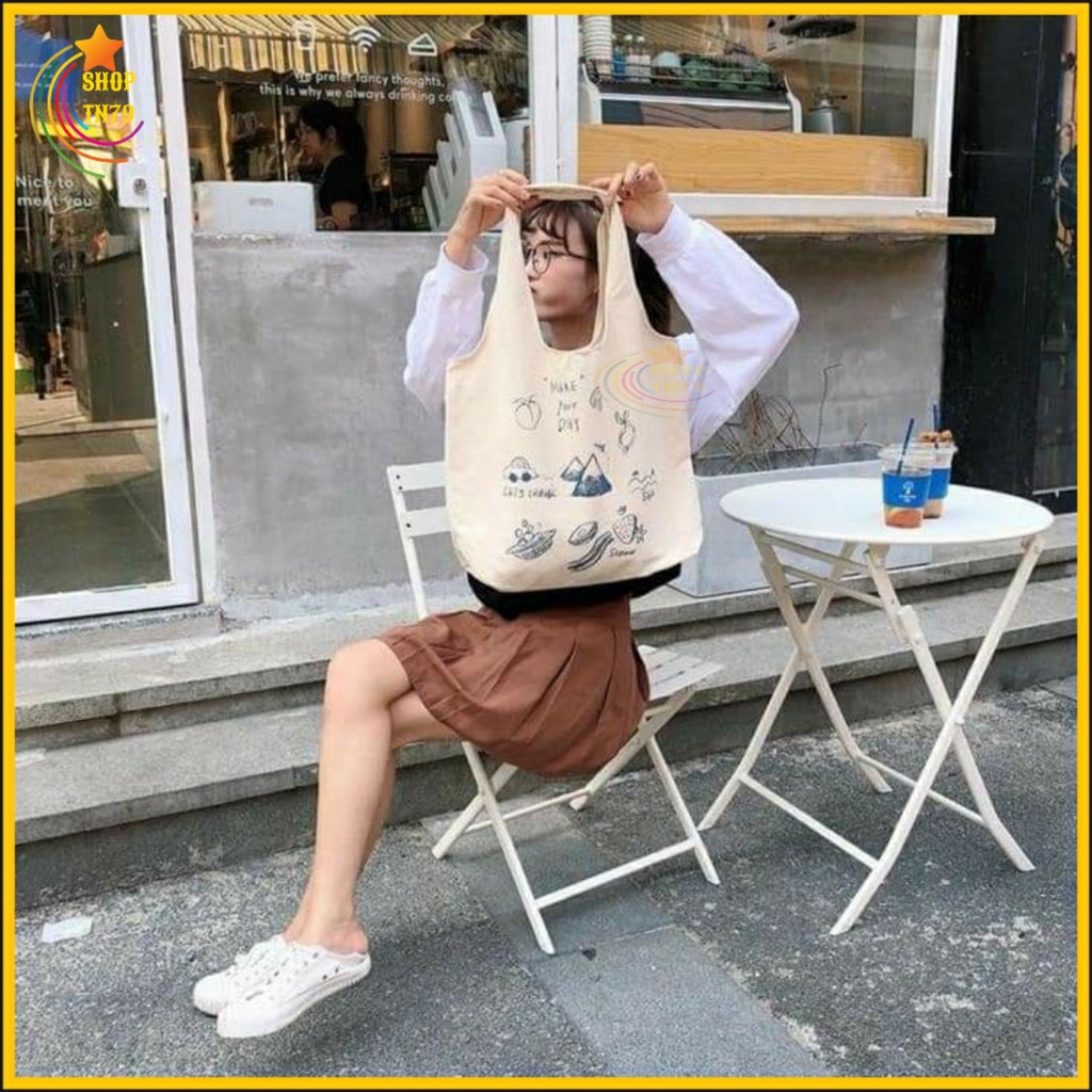 Túi đeo vai thời trang vải canvas mềm loại to đi hoc , đi chơi , đi làm đều rất đẹp - MAKE YOUR
