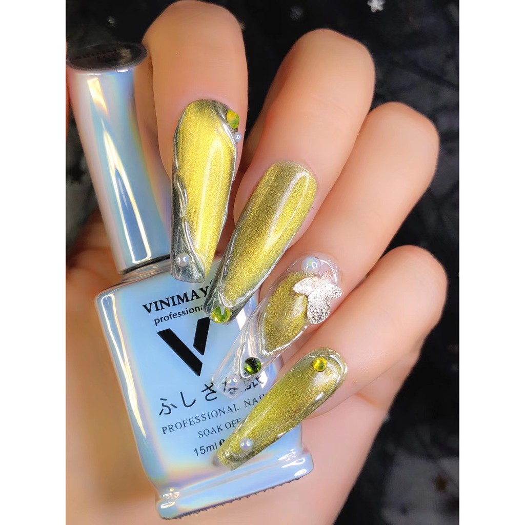Sơn gel mắt mèo kim cương vàng/bạc Vinimay