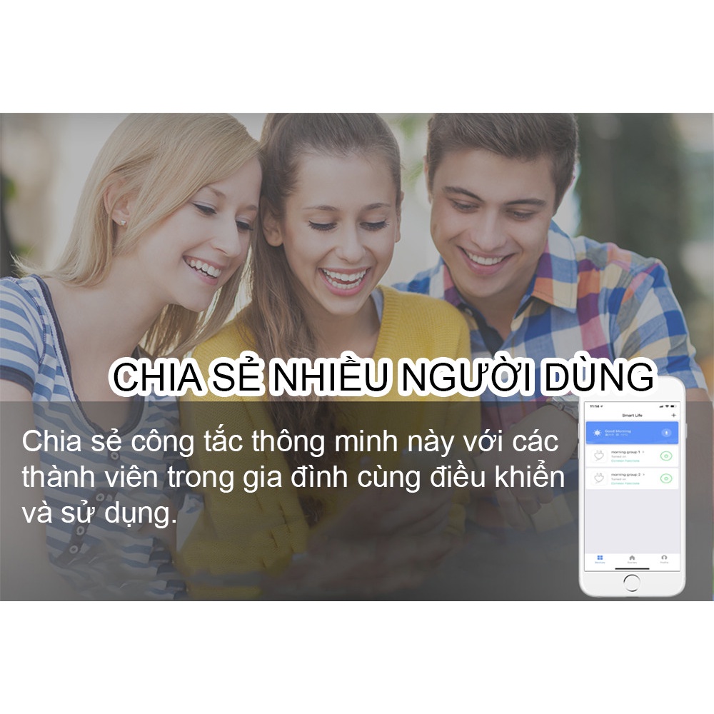 Công tắc wifi cảm ứng  nút chạm thông minh Tuya Smartlife Onhomz công suất tối đa 900w 1,2,3,4 gang
