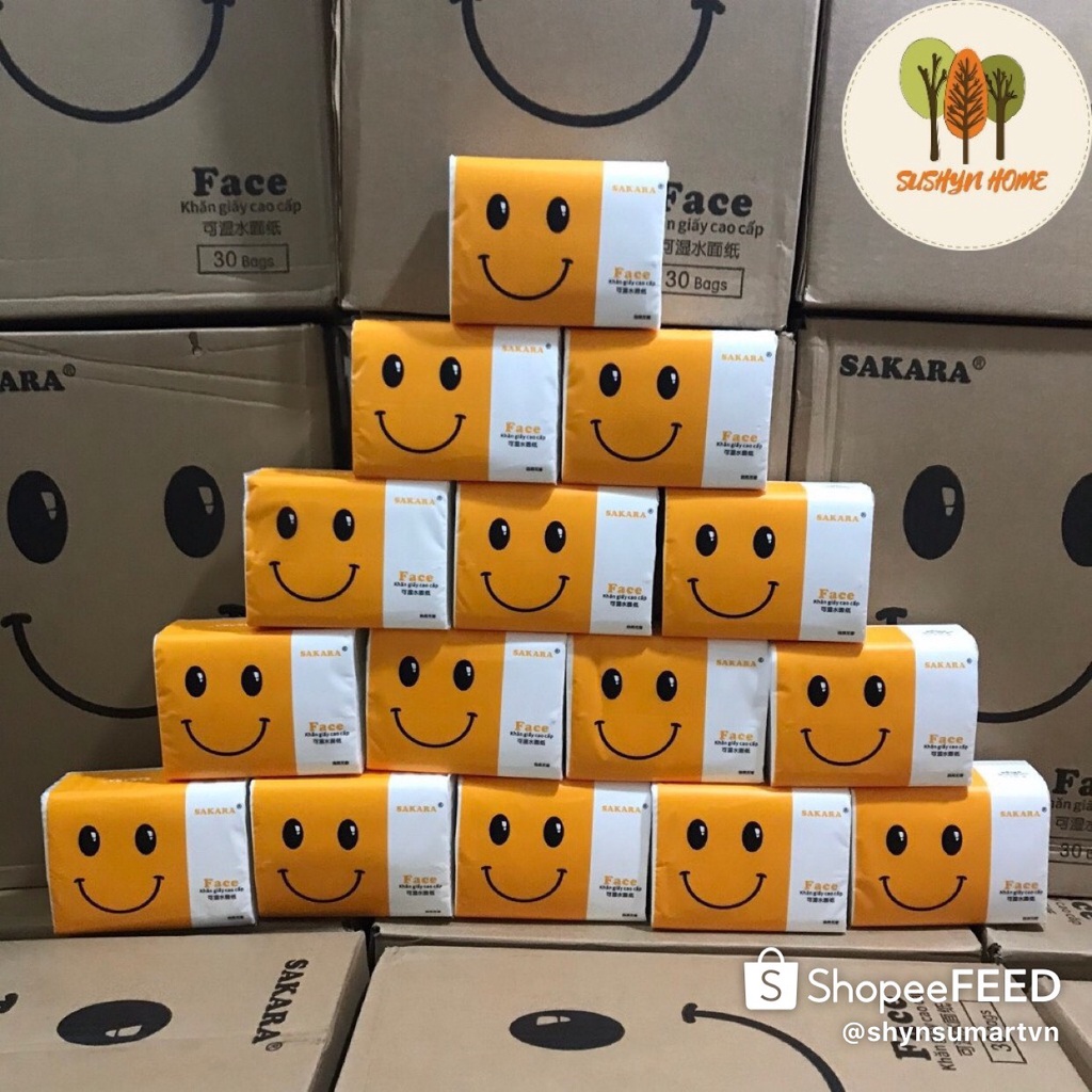 Giấy ăn Sakara cao cấp (1 thùng 30 gói) hàng loại 1 không tẩy siêu dai, thấm tốt giá rẻ