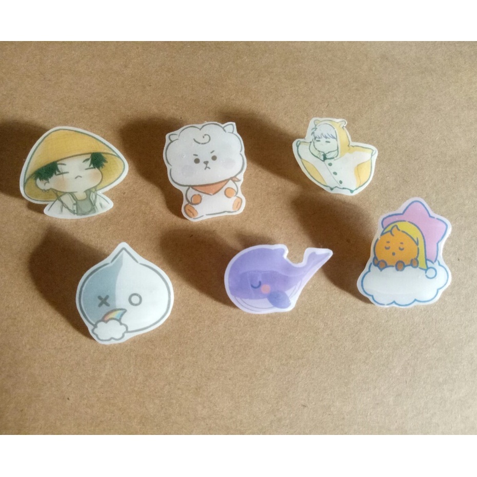 Combo bộ Ghim cài áo BTS, SUGA, RJ, Shooky