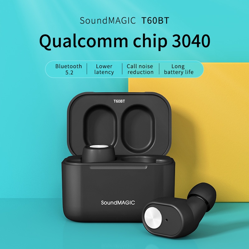 Tai Nghe Nhét Tai Bluetooth Không Dây SoundMAGIC T60BT Có Micro Chống Thấm Nước Màu Trắng Đen