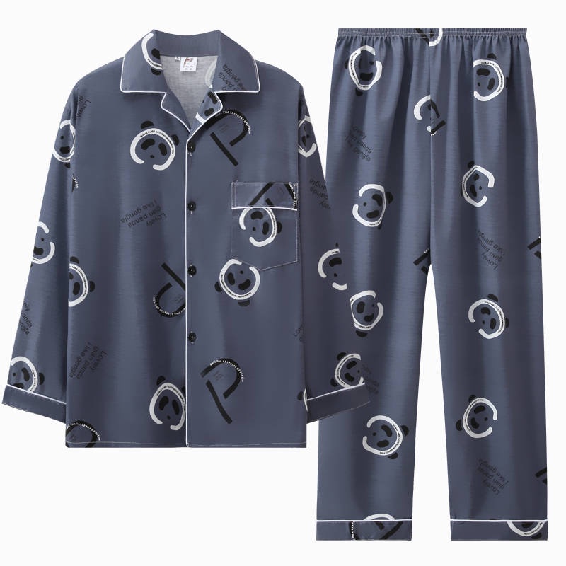 Set đồ ngủ mặc ở nhà vải cotton dài tay họa tiết hoạt hình thời trang xuân thu cho nam
