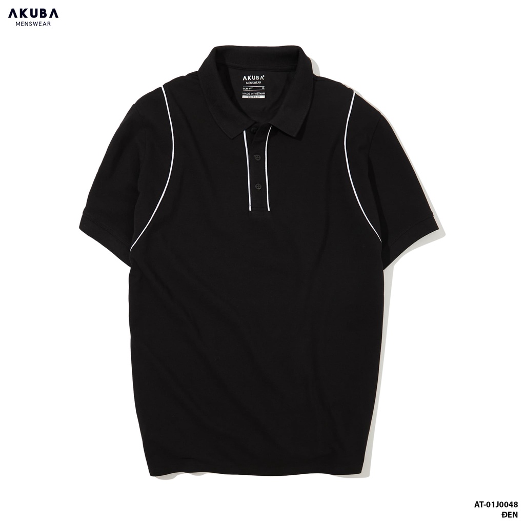 Áo polo nam trơn AKUBA form slimfit, chất liệu cotton, thiết kế đơn giản, sang trọng, dễ phối đồ 01J0048
