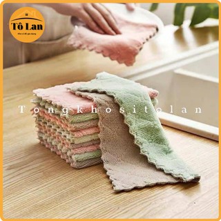  Khăn lau đa năng bếp, cốc chén thấm nước chống dính dầu mỡ hai mặt loại to 15x26cm