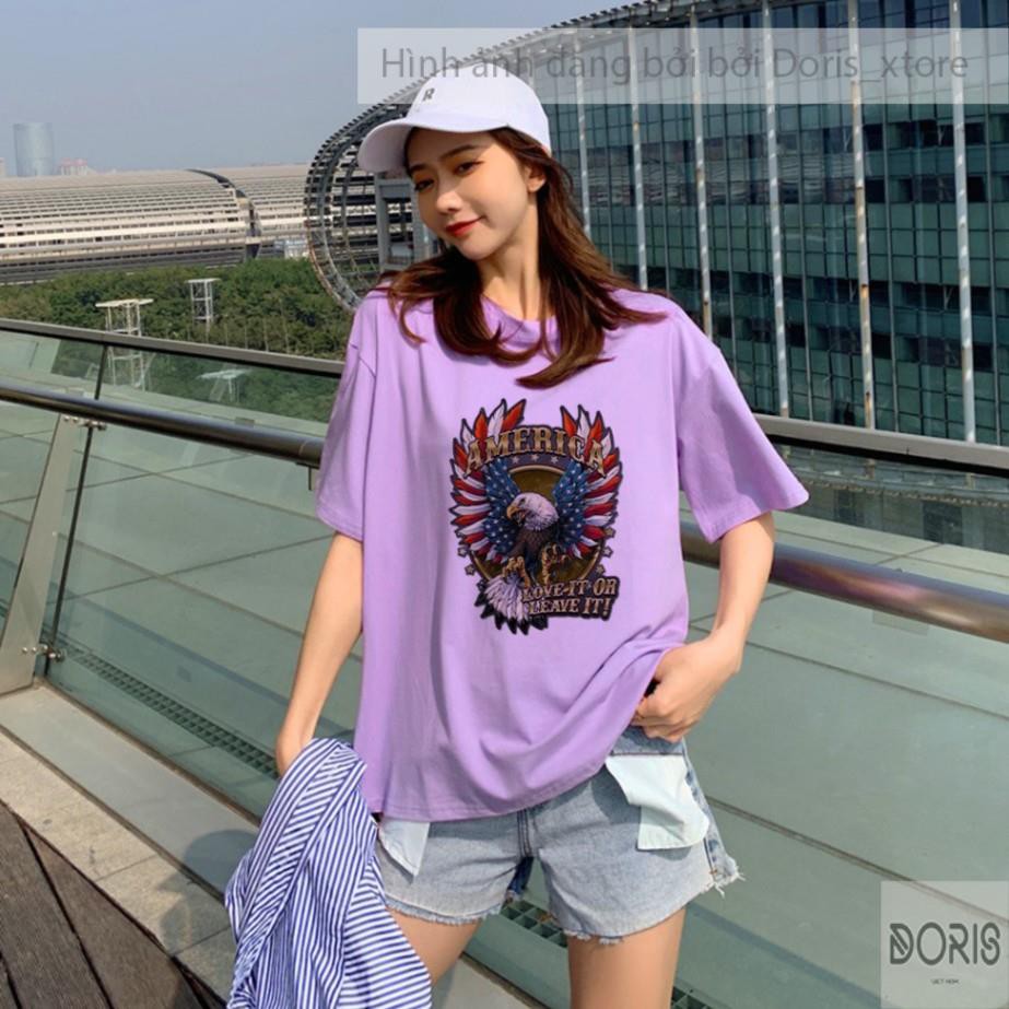 Áo Thun Tay Lỡ💥Áo Phông Tay Lỡ Dáng Unisex Form Rộng Phong Cách Ulzzang Hình Đại Bàng American Doris_xtore