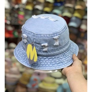 Nón bucket jean rách
