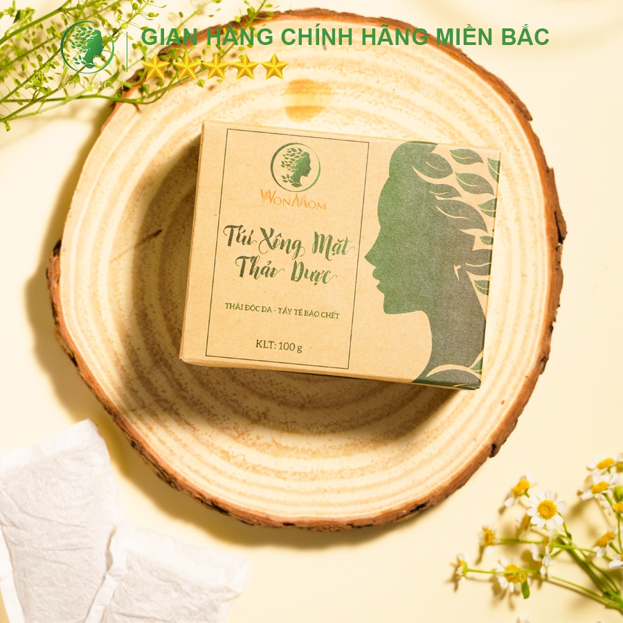 Túi xông mặt thảo dược thải độc, căng bóng da Wonmom 100 Gram ( 10 Túi/hộp )