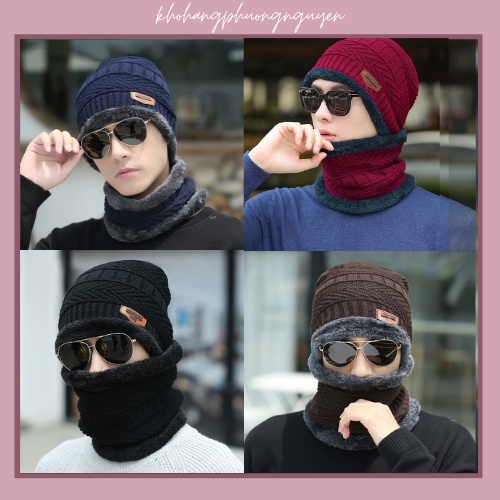 SÉT MŨ LEN NAM NỮ KÈM KHĂN CỔ HÀN QUỐC CAO CẤP