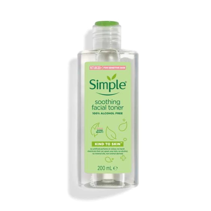 Nước Hoa Hồng Không Cồn Simple Kind To Skin Soothing Facial Toner 200ml + Tặng Bông Tẩy Trang Ipek 150 miếng