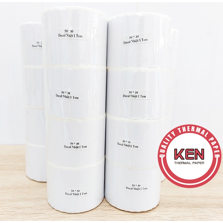 Lốc 5 cuộn tem trà sữa 50x30 - Tem nhiệt in tem nhãn, in mã vạch, in tem phụ 50x30mm