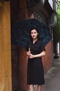 Đầm sơ mi cột eo 