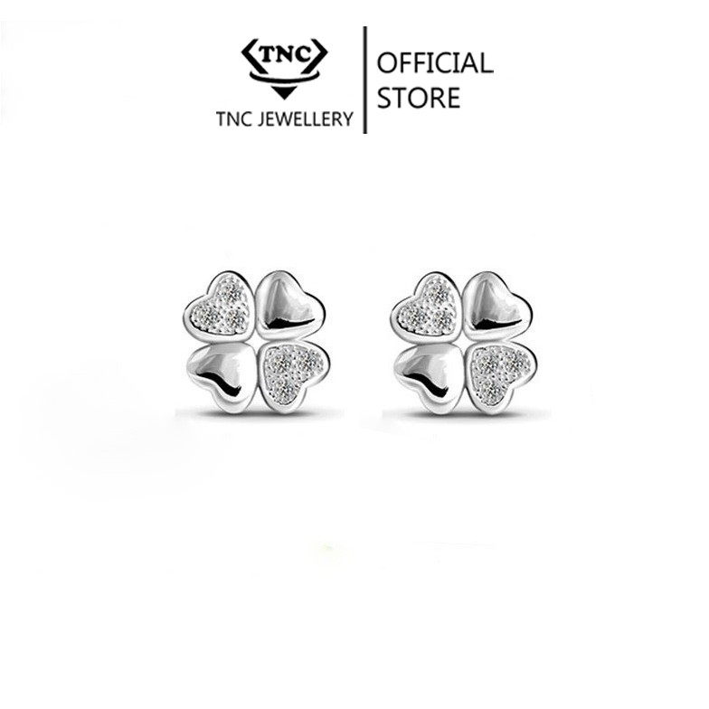 Bông Tai Bạc Ý TNC JEWELLERY 925 Cỏ Bốn Lá May Mắn