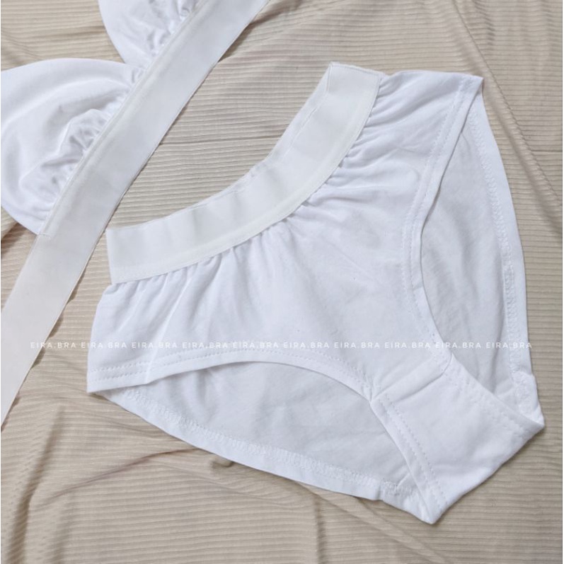[BRA010] Bộ đồ lót cotton màu đen và trắng, phối chun cạp trắng bản lớn [ TẶNG KÈM MÚT] - EIRA.BRA