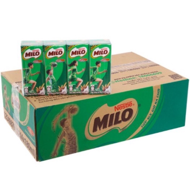(Hàng sẵn) Thùng 48 hộp Sữa milo có / ít đường 180ml - Date luôn mới
