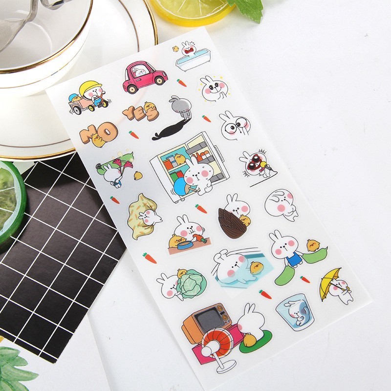 Sticker Cute Trang Trí Sổ Thỏ Bảy Màu Cony Lí Lắc