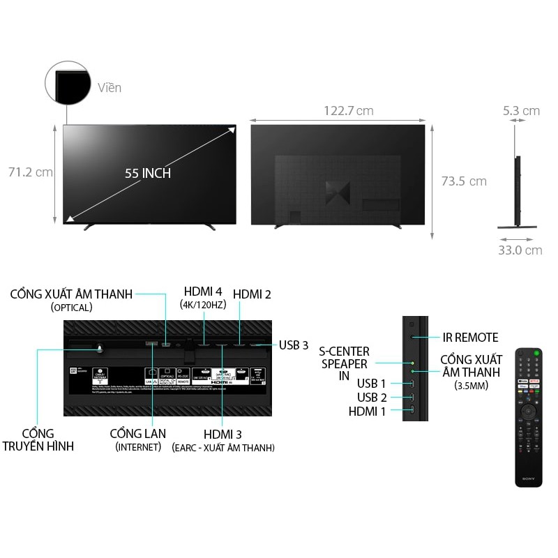 (Freesgip HN) Tivi OLED Sony 4K 55 inch XR-55A80J New2021