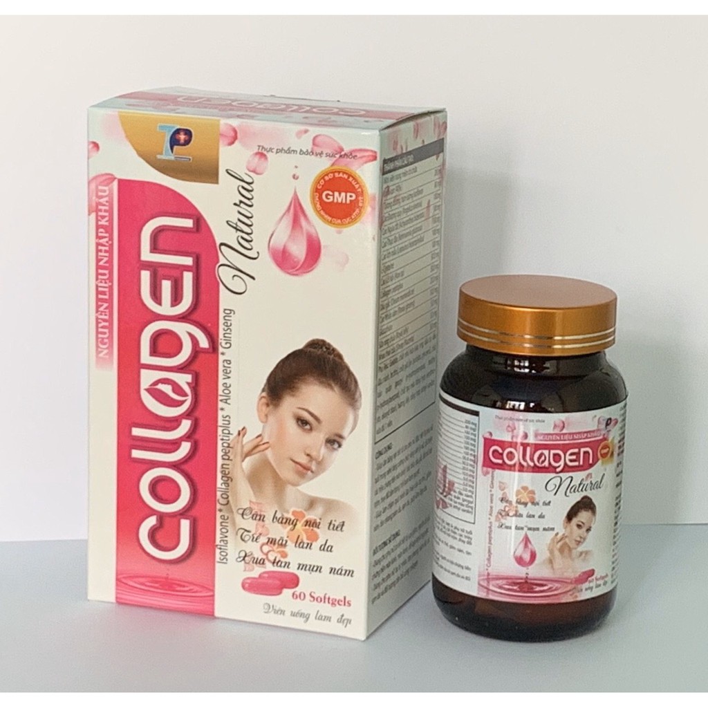 Viên uống COLLAGEN NATURAL bổ sung Vitamin E, Isoflavon ,chống lão hóa, cải thiện nếp nhăn - H