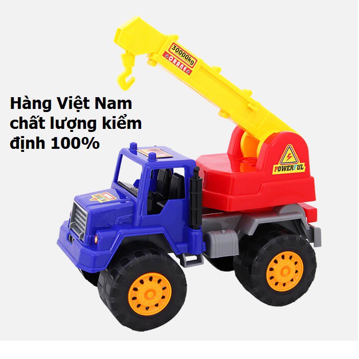 Xe ô tô cẩu móc đồ chơi trẻ em xe mô hình công trình cỡ trung có ảnh thật video