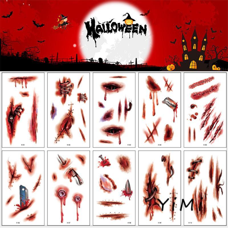 Hình xăm dán vết thương giả hóa trang halloween thiết kế sáng tạo