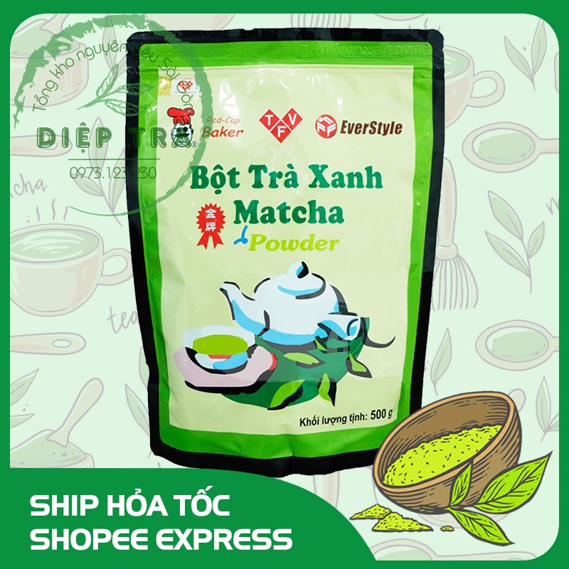 Bột Trà Xanh Matcha Đài Loan Everstyle  mẫu mới 500g