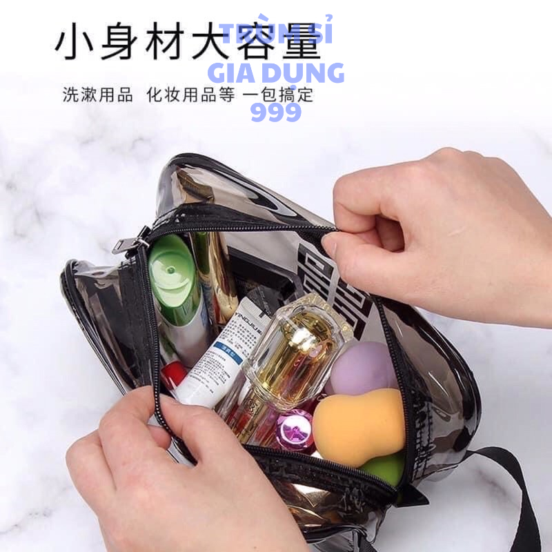 set 3 túi đựng mỹ phẩm trong suốt để đồ đa năng, Túi Đựng Mỹ Phẩm Trong Suốt Chống Thấm Nước Đa Dạng Kích Thước Đi Biển