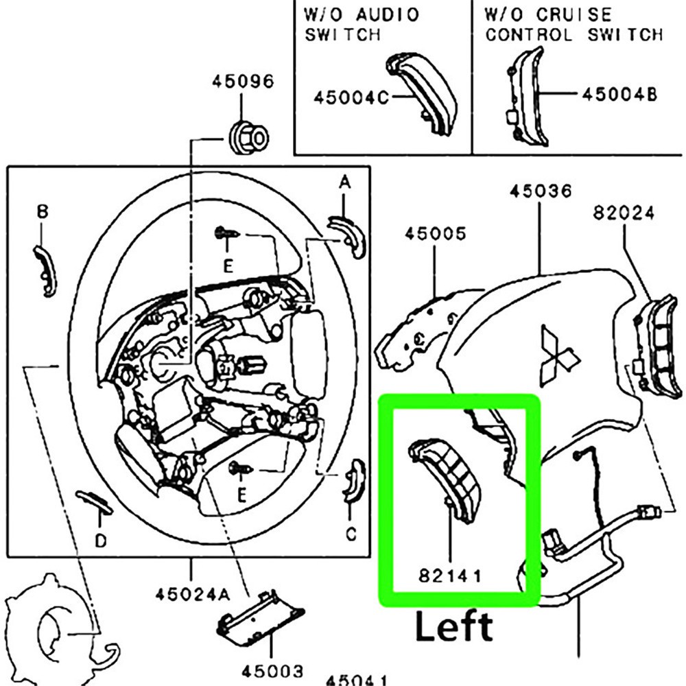 Công tắc vô lăng xe hơi Mitsubishi Pajero 84250-pjl