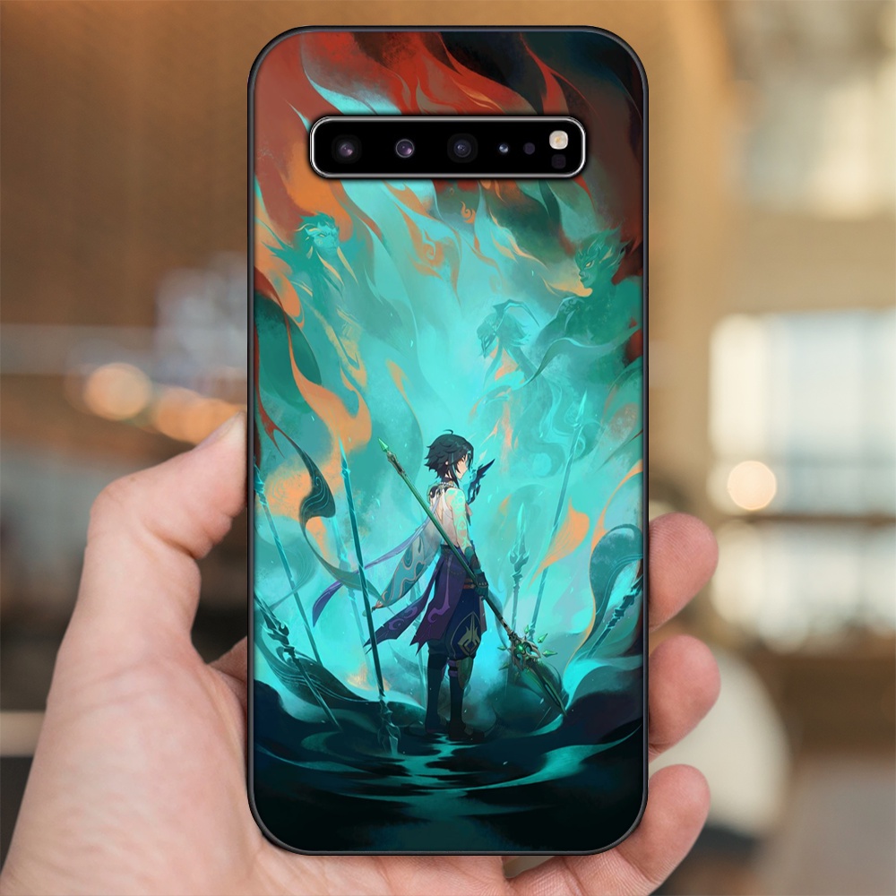 Ốp lưng Samsung S10, S10 5G, S10 Plus viền đen in hình Xiao Genshin Impact