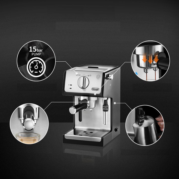 Máy pha cà phê Delonghi tự động cafe espresso tạo bọt capuchino ECP36.31 1100W - BH 12 tháng - khohangcap1_ad