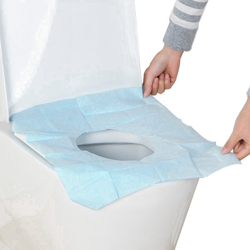 Bộ 10 khăn lót toilet dùng 1 lần tiện dụng mang theo du lịch &amp; cho bé tập đi vệ sinh
