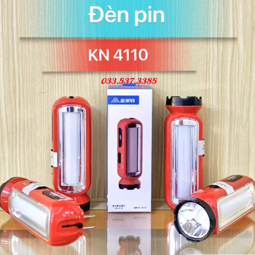 Đèn bin siêu sáng, đèn pin sạc điện KN 4110 độ bền cao  tích hợp hai tính năng chiếu sáng