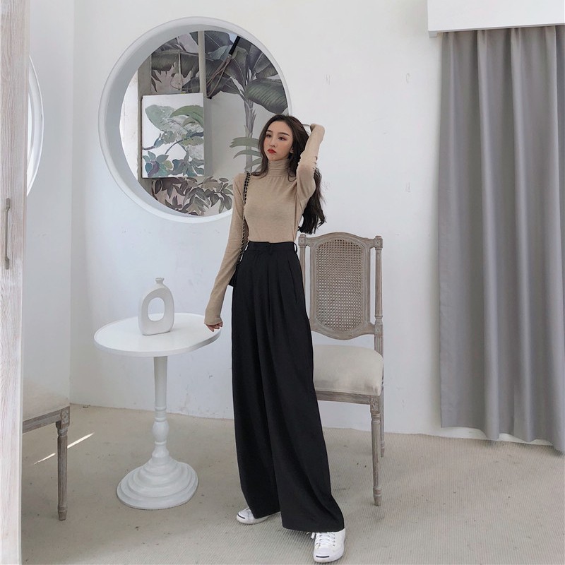 [ẢNH THẬT] Quần ống suông chất đẹp Ulzzang / quần ống rộng cạp cao form dài culottes xếp ly