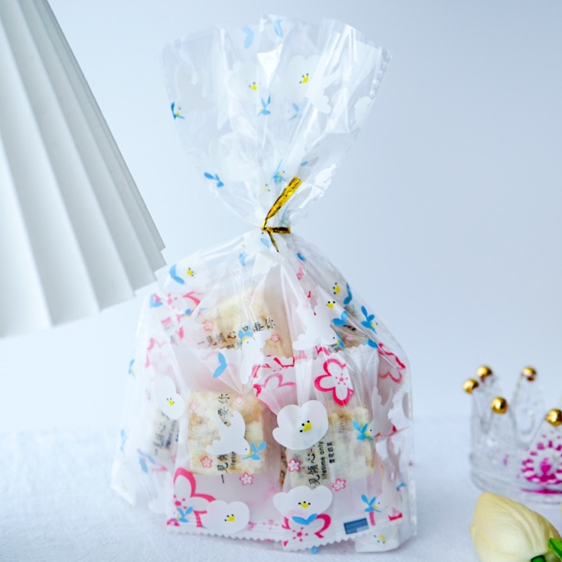 Set 10 túi trong suốt hoa chim đựng quà tặng, bánh kẹo size 16 x 24 + 3 cm, 20 x 28 + 7 cm