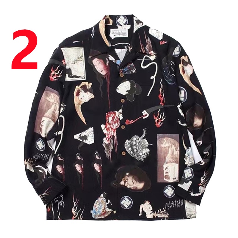 Bán Chạy Nhất Áo Sơ Mi Unisex Tay Dài In Hình Vẽ Graffiti Ukiyo-e Kích Thước Lớn Unisex