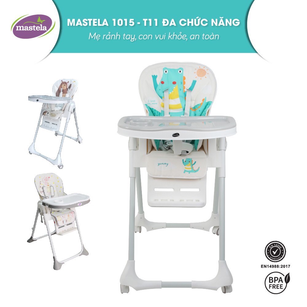 Ghế ăn dặm đa năng cho bé Mastela 1015 có 5 mức nâng hạ độ cao, 3 chế độ ngả, dùng cho bé từ 4 tháng tuổi