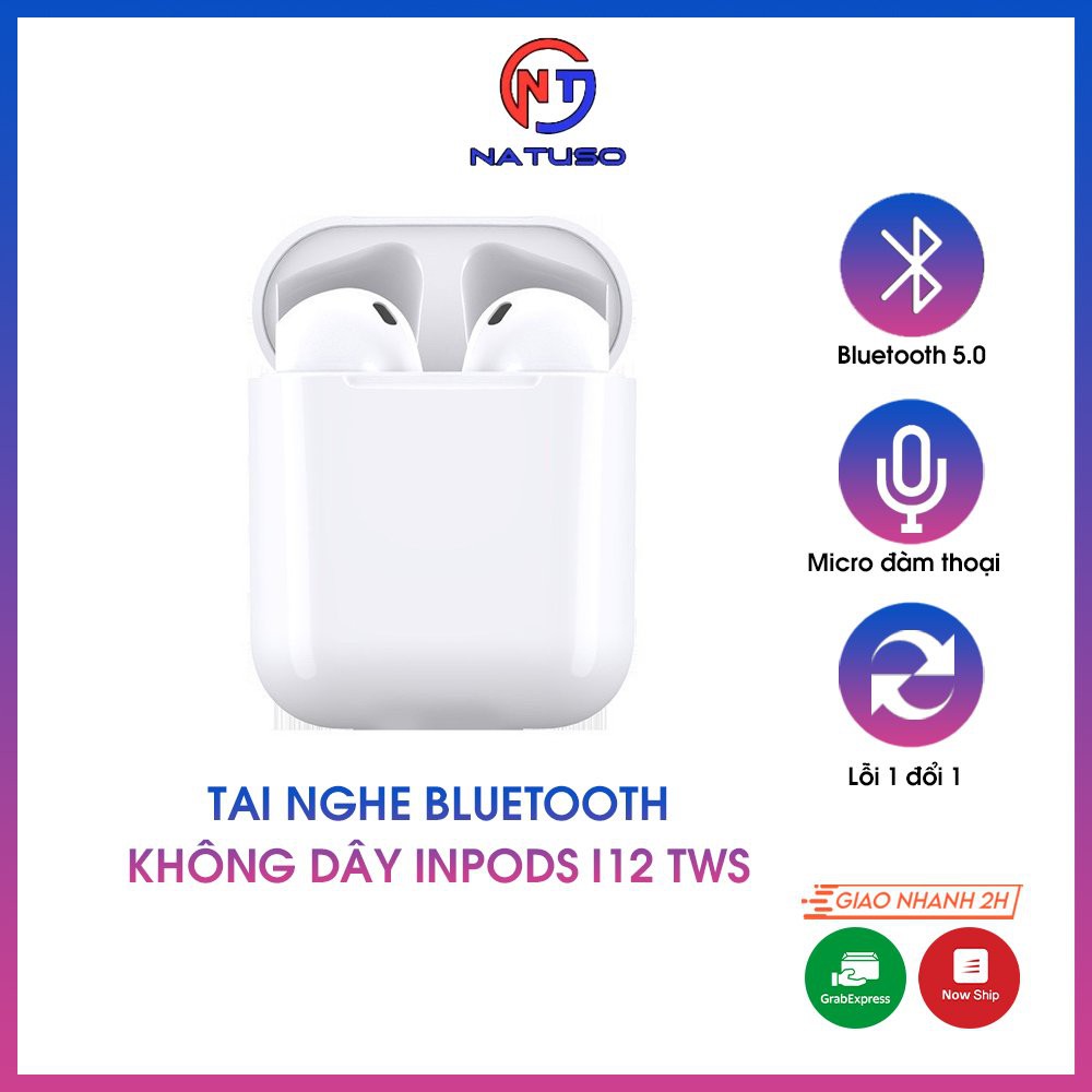 Tai nghe không dây bluetooth 5.0 i12 tws cảm ứng chạm âm thanh nổi