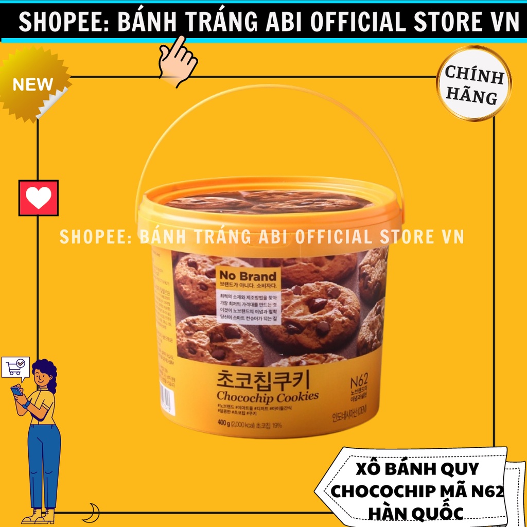 BÁNH QUY CHOCOCHIP THƯƠNG HIỆU NO BRAND HÀN QUỐC XÔ 400G MÃ N62