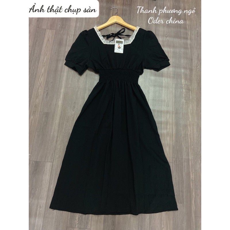 Đầm tiểu thư cổ vuông đính ngọc dự tiệc dáng dài hàng quảng châu | BigBuy360 - bigbuy360.vn