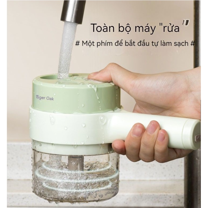 Máy Băm Rau Củ Qủa, Tỏi Ớt Cầm Tay 6 in 1, Máy Xay Thái Tỏi Ớt Rau Củ Sử Dụng Pin Sạc Cổng USB Tiện Dụng