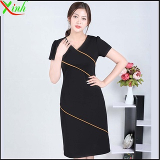 Đầm suông đen sọc viền ThoiTrangXinh DL393