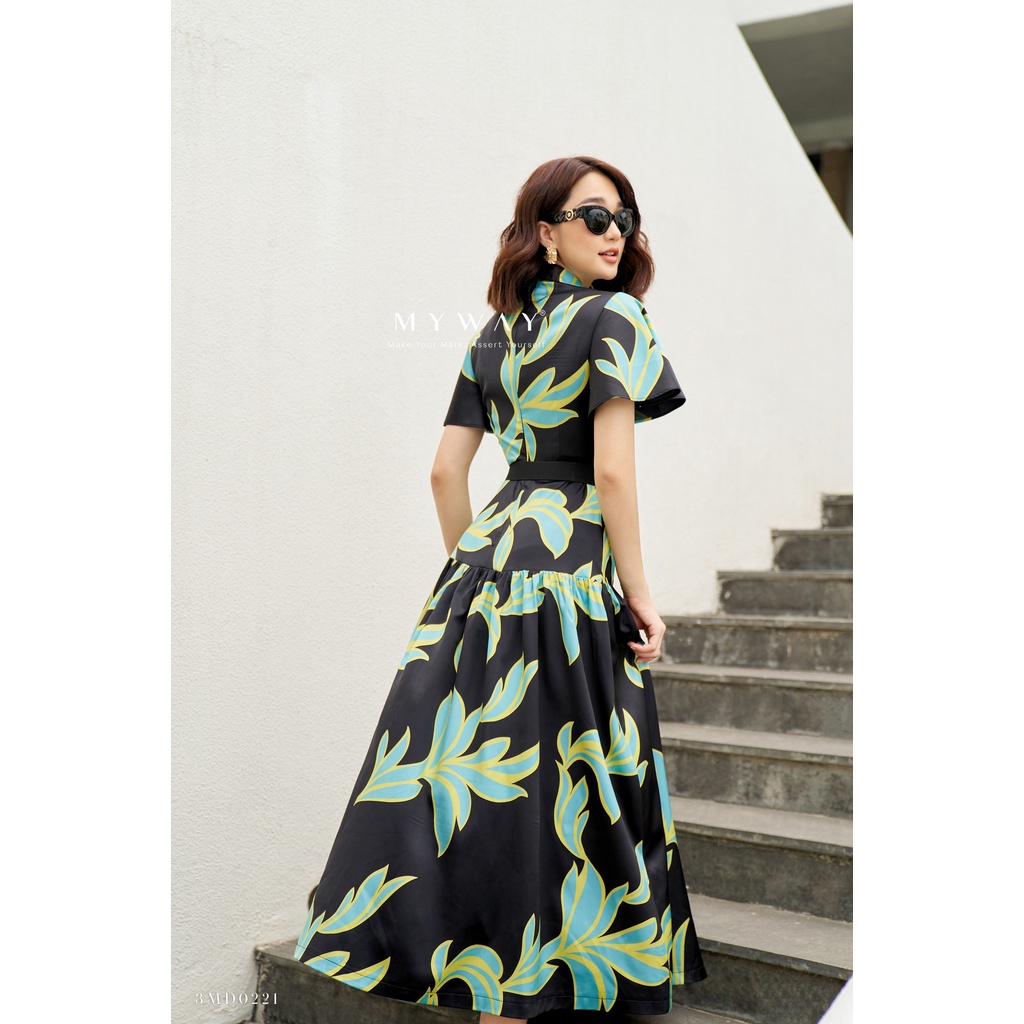 Đầm Nữ Maxi Thiết Kế MY WAY In Họa Tiết Chất Liệu Lụa Sang Trọng 3MD0221