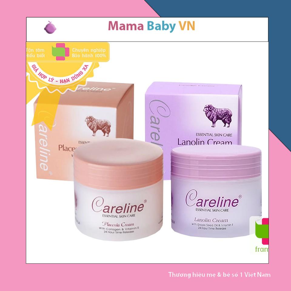 Kem dưỡng ẩm mỡ cừu (tím), nhau thai cừu (cam) Careline Lanolin/Placenta Cream, Úc (100ml) cho mọi lứa tuổi