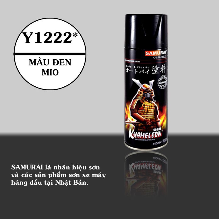 Sơn Samurai màu đen Mio Y1222 chính hãng, sơn xịt dàn áo xe máy chịu nhiệt, chống nứt nẻ, kháng xăng