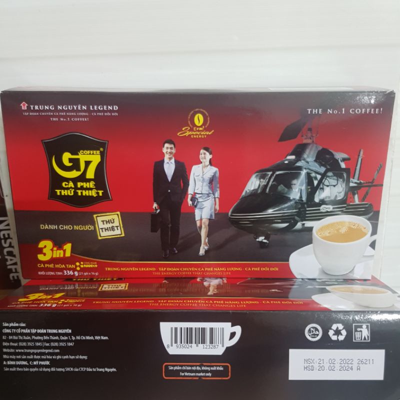 CÀ PHÊ HÒA TAN G7 TRUNG NGUYÊN 3 IN 1 HỘP 336G (21 GÓI × 16G)