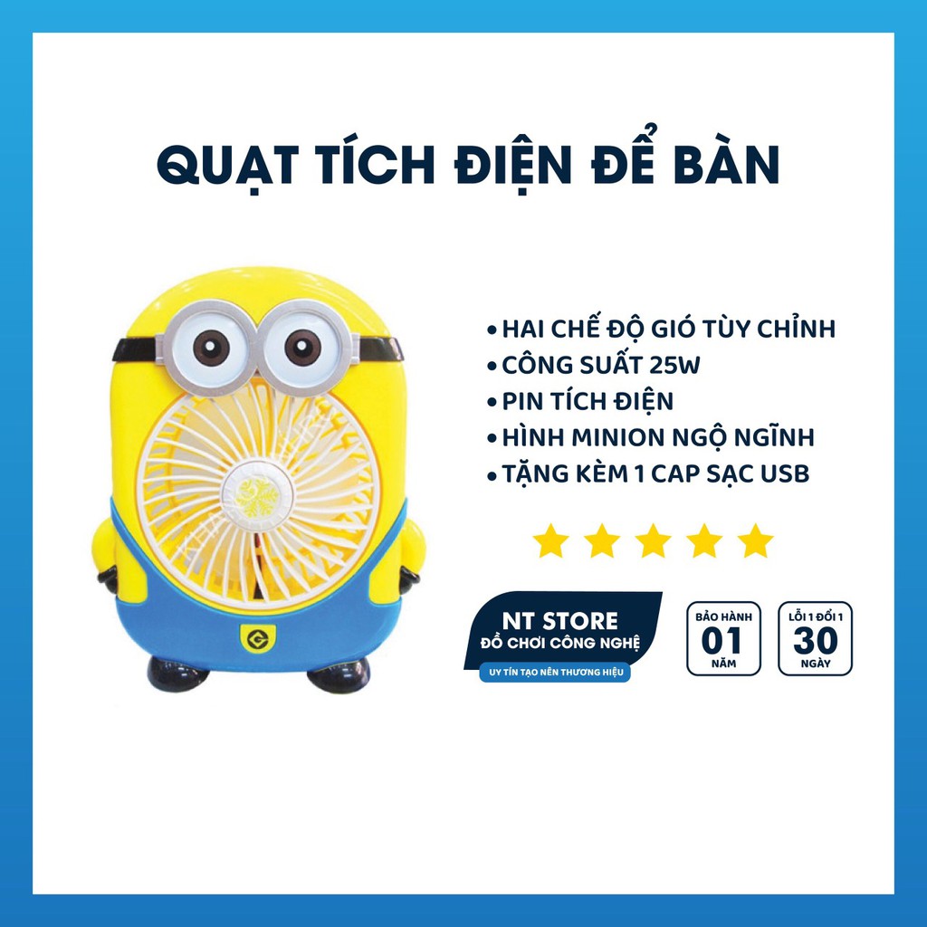 Hàng Chuẩn Quạt Điện Mini 3 Cánh Để Bàn Hình Minion Và Các Con Thú Ngộ Nghĩnh, Độ Hoàn Thiện Cao Gió Mát (Loại Tốt)