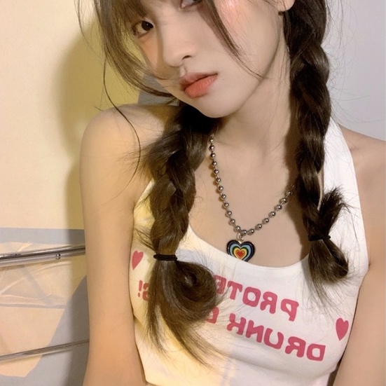 Áo Hai Dây Dệt Kim Dáng Ngắn / Ngắn 【ZHELIHANGFEI】