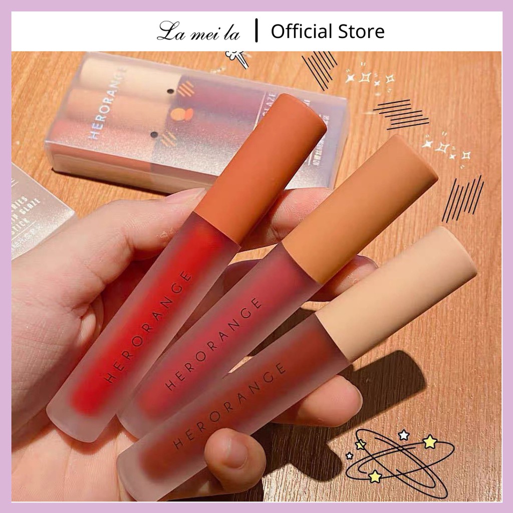 Set 3 Cây Son Kem Lì Herorange Fluffy Lip Glaze Son Kem Nội Địa Trung HOS1