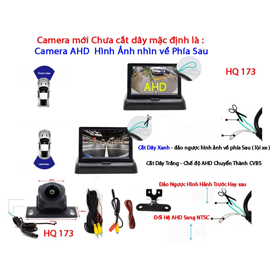 Camera ô tô HQ173 đa chức năng chuyển đổi AHD/CCD | BigBuy360 - bigbuy360.vn