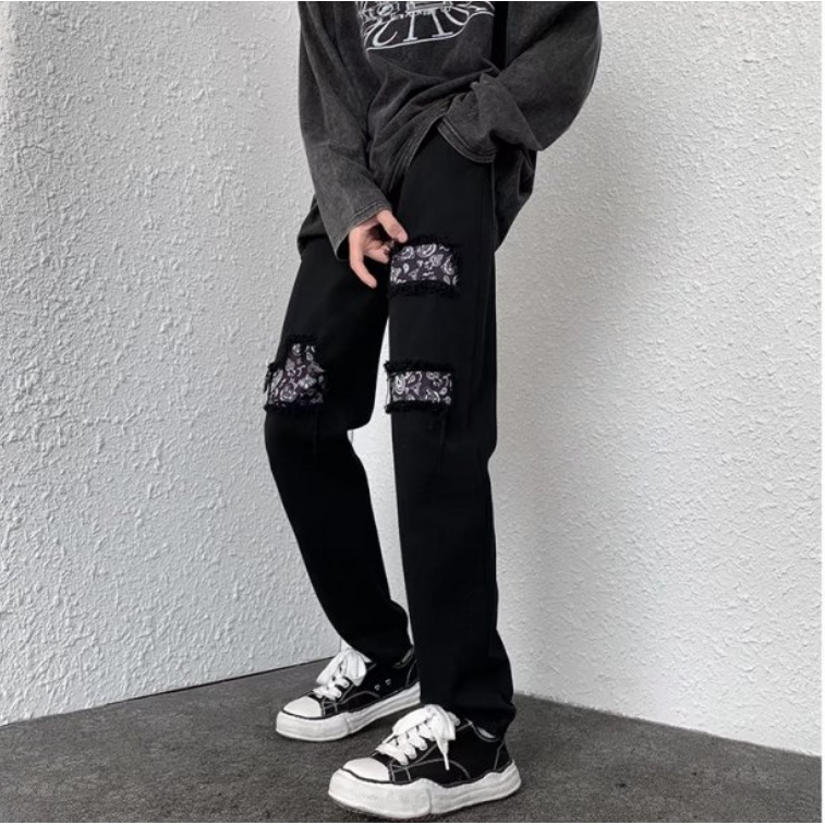 QuầN Bò TrơN Nam Quần Jeans Dài Ống Đứng Thời Trang Hàn Quốc Cho Nam QuầN Jeans Đen Nam QuầN Jean Nam Đen RáCh
